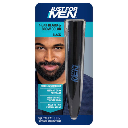 JUST FOR MEN 1-Day Beard & Brow Color, Temporary Color, Black Just for Men
