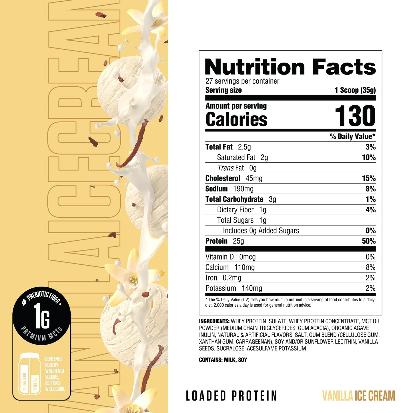 RYSE Loaded Protein Powder - Jet-Puffed Marshmallow - 25g Whey Protein Isolate & Concentrate with Prebiotic Fiber & MCTs - Low Carb, Low Sugar, Digestive-Friendly - 27 Servings / 2 lb Tub