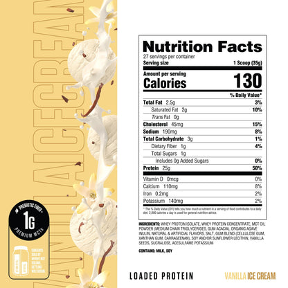 RYSE Loaded Protein Powder - Jet-Puffed Marshmallow - 25g Whey Protein Isolate & Concentrate with Prebiotic Fiber & MCTs - Low Carb, Low Sugar, Digestive-Friendly - 27 Servings / 2 lb Tub