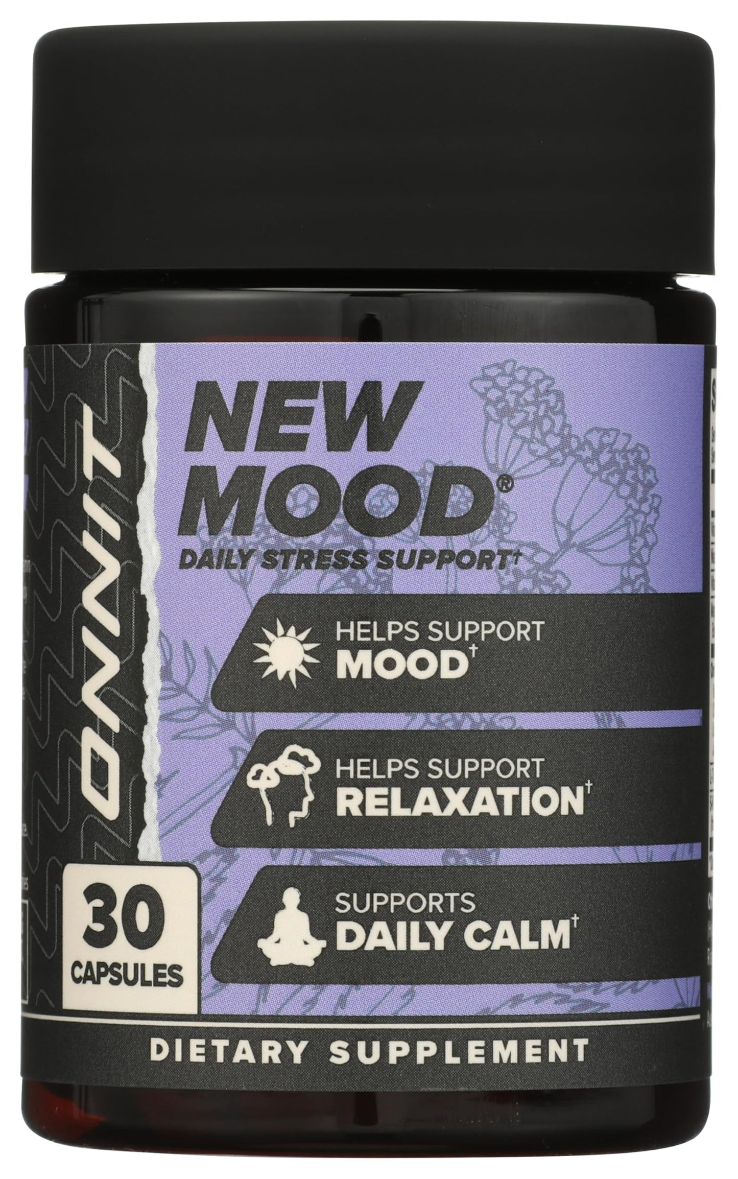 ONNIT New Mood Daily Stress Support Capsules, IGEN™ Non-GMO Tested, Sleep and Mood Support Supplement for Men and Women, Daily Stress Management Capsules, 30 Count