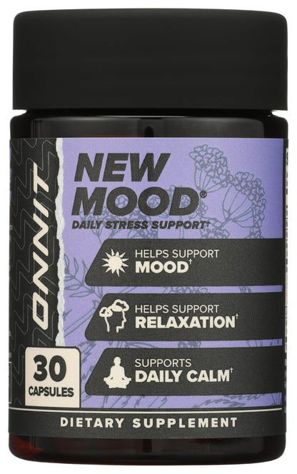 ONNIT New Mood Daily Stress Support Capsules, IGEN™ Non-GMO Tested, Sleep and Mood Support Supplement for Men and Women, Daily Stress Management Capsules, 30 Count