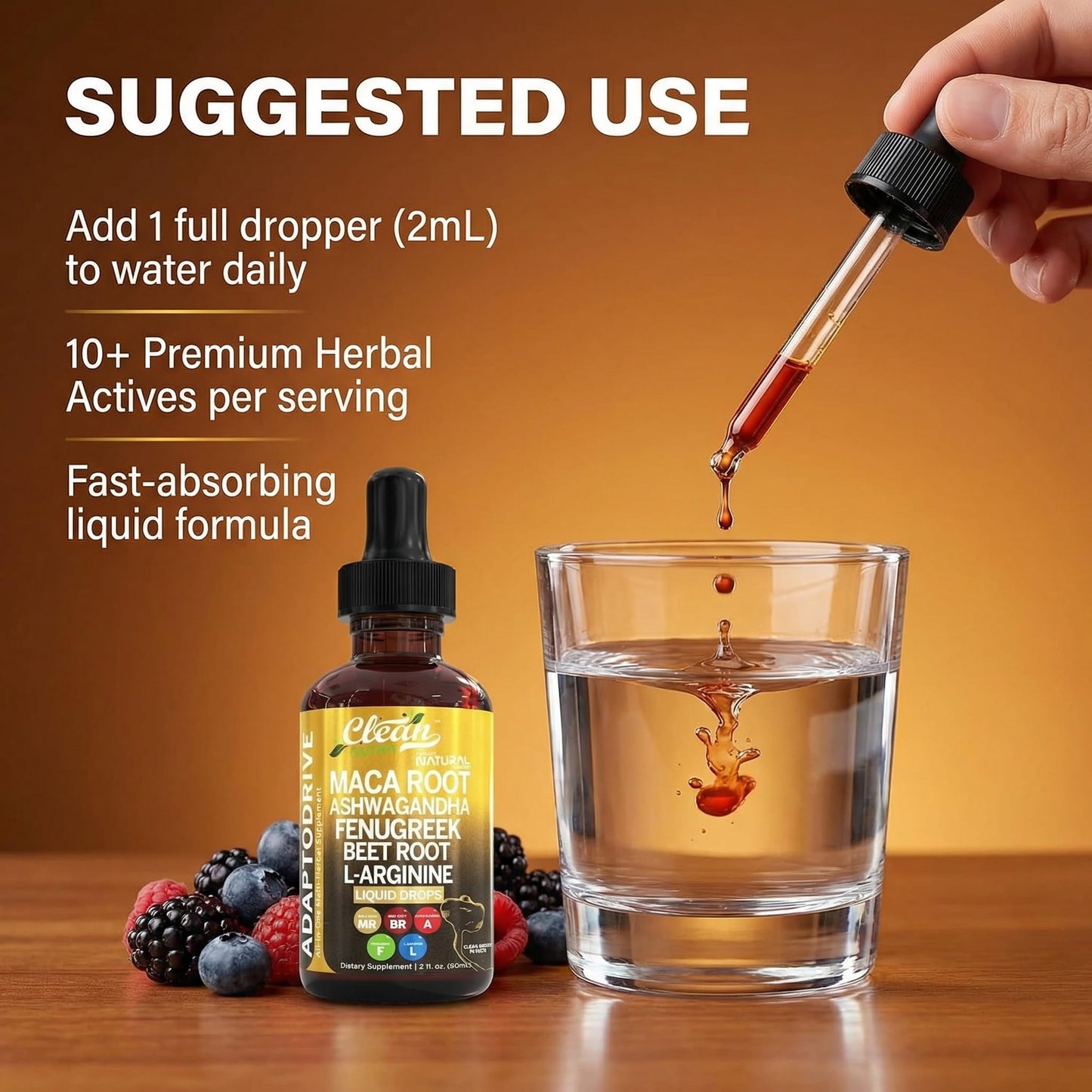Clean Nutra Organic Maca Root Liquid Drops with Ashwagandha, Fenugreek, Beet Root and L-Arginine Liquid Multivitamin Clean Nutraceuticals