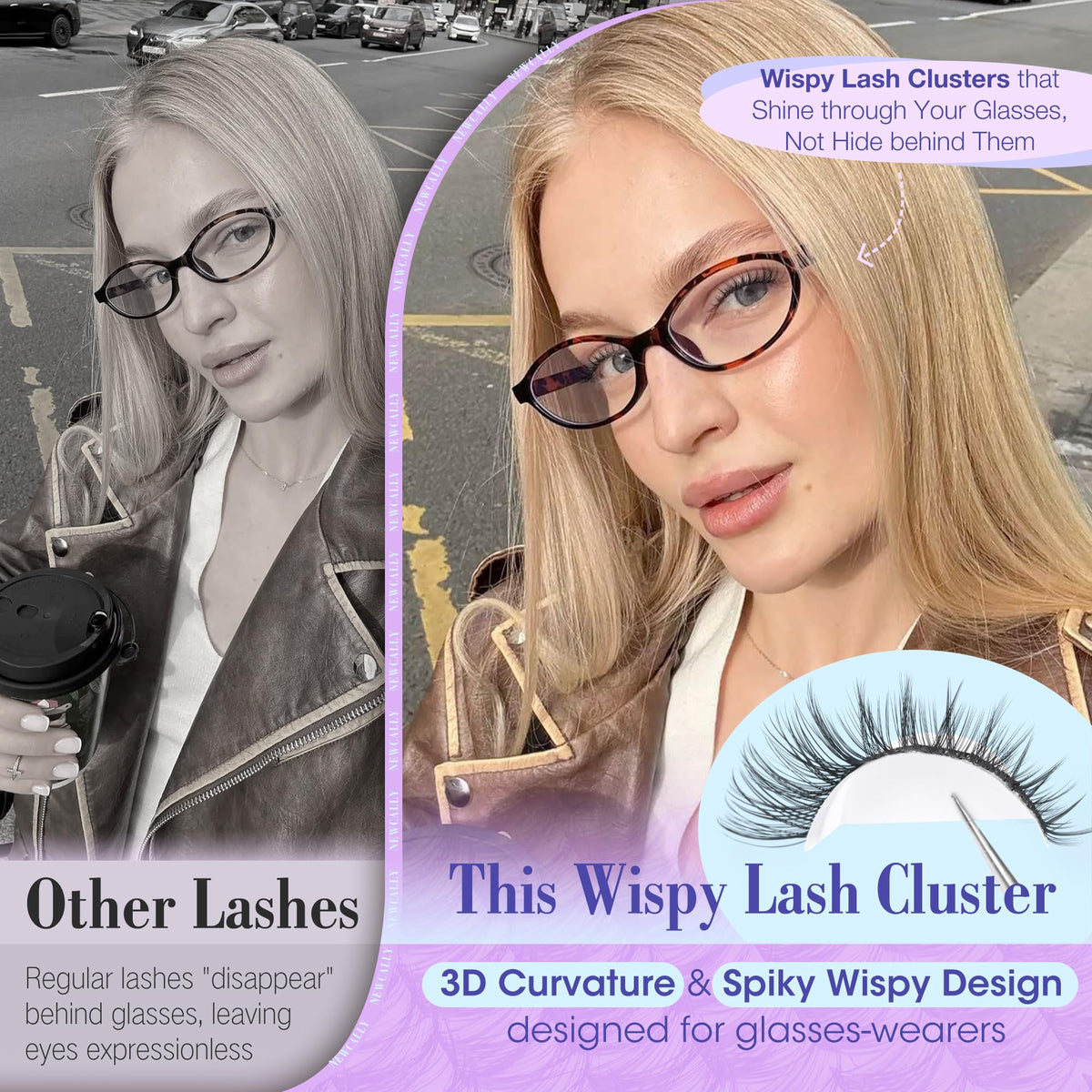 Lash Clusters Kit Wispy Natural Cluster Eyelash Extension Kit DIY Lash Extension Kit C-curly 10-16MM Eyelash Clusters Volume Individual Lashes Kit by Newcally Newcally