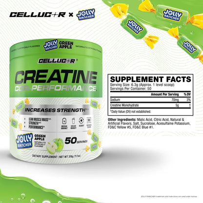 Cellucor Creatine Powder, Jolly Rancher Green Apple - Increases Strength, Lean Muscle Mass & Endurance, Micronized Creatine for Fast Absorption, Cellucor