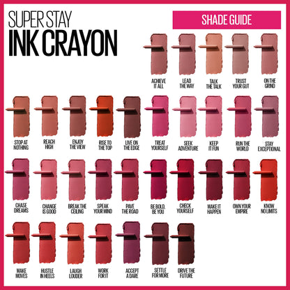 Maybelline Super Stay Ink Crayon Lipstick Makeup, Precision Tip Matte Lip Crayon with Built-in Sharpener, Longwear Up To 8Hrs, Lead The Way, Pink Beige, 1 Count MAYBELLINE