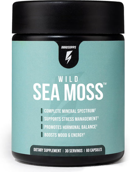 InnoSupps Wild Sea Moss Capsules - Immune Support Supplement for Vitality and Gut Health - Daily Vitamins for Men and Women (30 Servings)