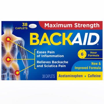 Backaid Maximum Strength Aspirin-Free Pain Relief from Backache, Sciatica and Leg Pain, Powerful Combination, Long-Lasting 6 Hour Formula, 38 Count Backaid buy australia supplements