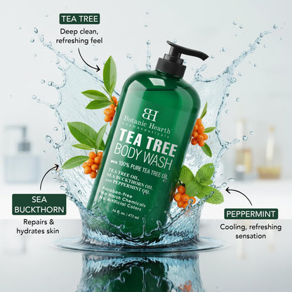 Botanic Hearth Tea Tree Body Wash -16 fl oz- All-Natural Antifungal & Odor-Control Shower Botanic Hearth