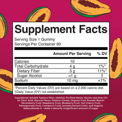 MARYRUTH'S Fiber Gummies for Kids | 2 Month Supply | Sugar Free | Kids Fiber Gummies Ages 4+ | Soluble Fiber Supplement | Gut Health & Digestion Support | 3g Fiber per Gummy | Vegan | 60 Count
