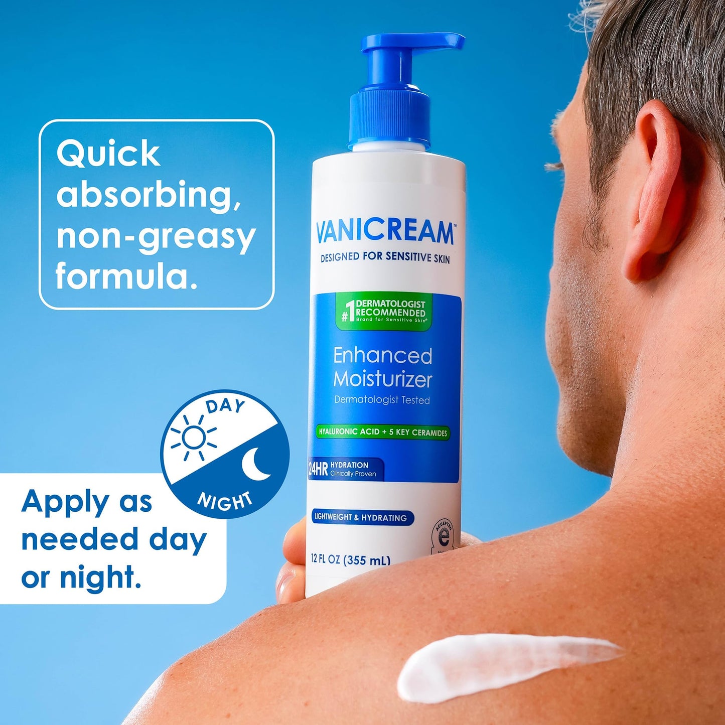 Vanicream Enhanced Moisturizer, 12 fl oz, Formulated without Common Irritants, Body Moisturizer, All-Day Hydration with Hyaluronic Acid Vanicream