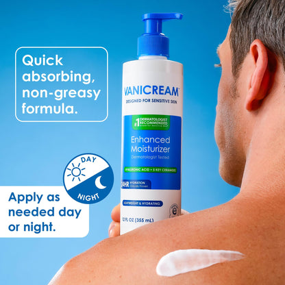 Vanicream Enhanced Moisturizer, 12 fl oz, Formulated without Common Irritants, Body Moisturizer, All-Day Hydration with Hyaluronic Acid Vanicream