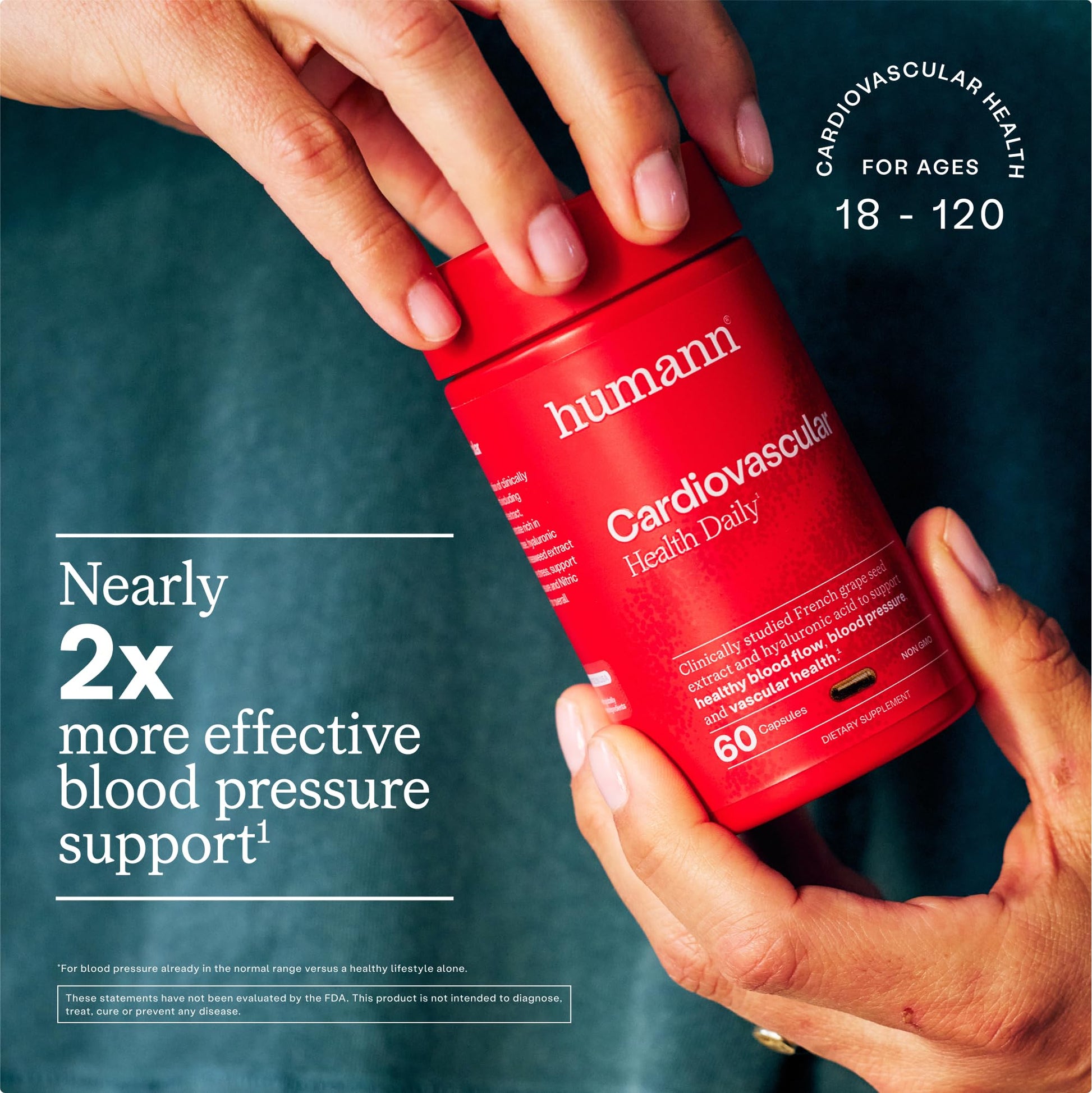 Humann Cardiovascular Health Daily, 4-in-1 Vascular & Blood Pressure Support, Grape Seed Extract Capsules & Hyaluronic Acid Circulation Supplements, Plant-Based Non-GMO, 60 Capsules Humann buy australia supplements