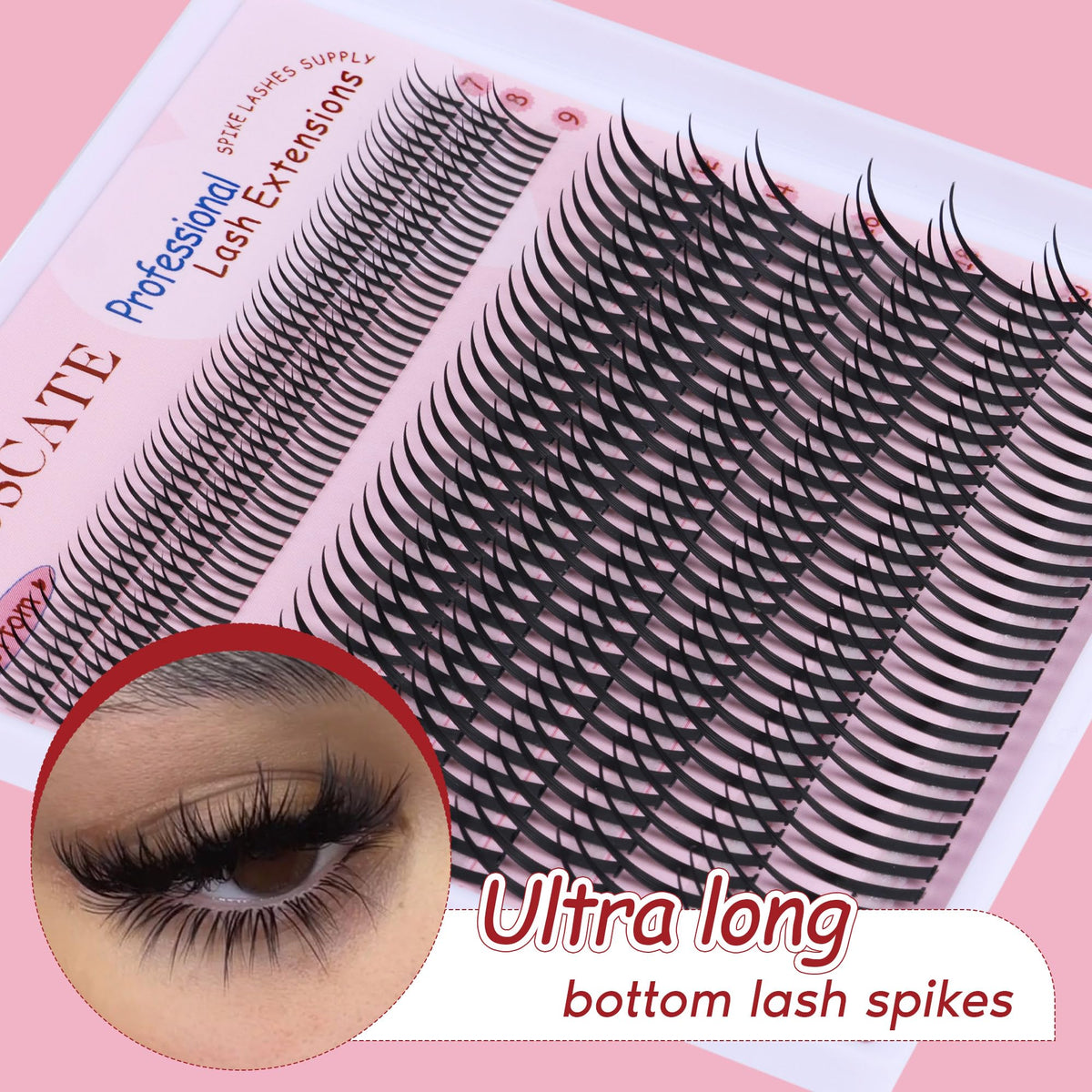 CORUSCATE Lash Clusters Spiky Ultra Long 12-22mm Spikes 7-9mm Bottom Lash CORUSCATE