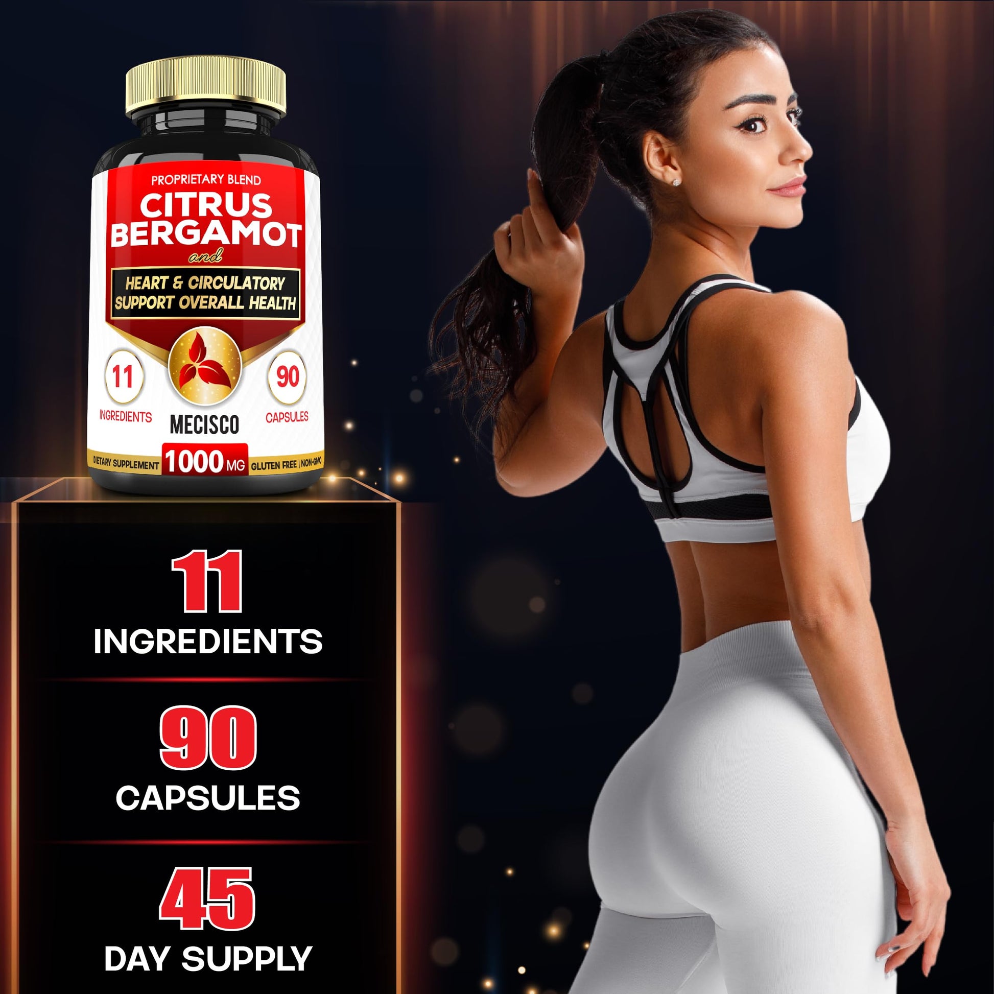 Mecisco 11 in 1 Citrus Bergamot Supplement 1000mg with Black Chokeberry, Berberine HCl & More - 90 Capsules - Supports Heart Health, Immune System, Energy Production Mecisco buy australia supplements