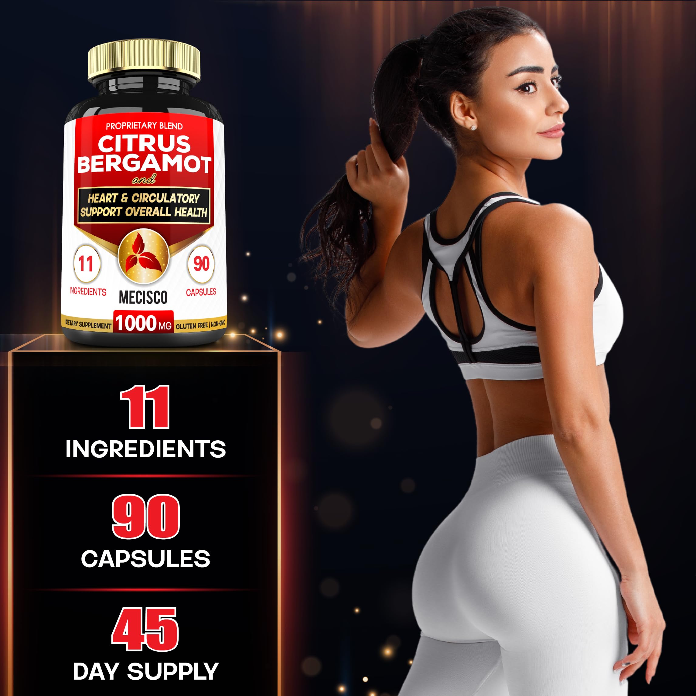 Mecisco 11 in 1 Citrus Bergamot Supplement 1000mg with Black Chokeberry, Berberine HCl & More - 90 Capsules - Supports Heart Health, Immune System, Energy Production Mecisco buy australia supplements