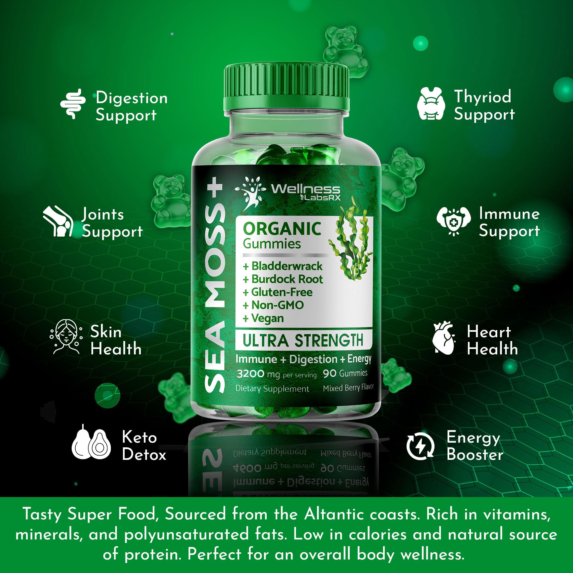 WELLNESS LABSRX Sea Moss Gummies, 3200mg Organic Seamoss, Irish Sea Moss WELLNESS LABSRX buy australia supplements