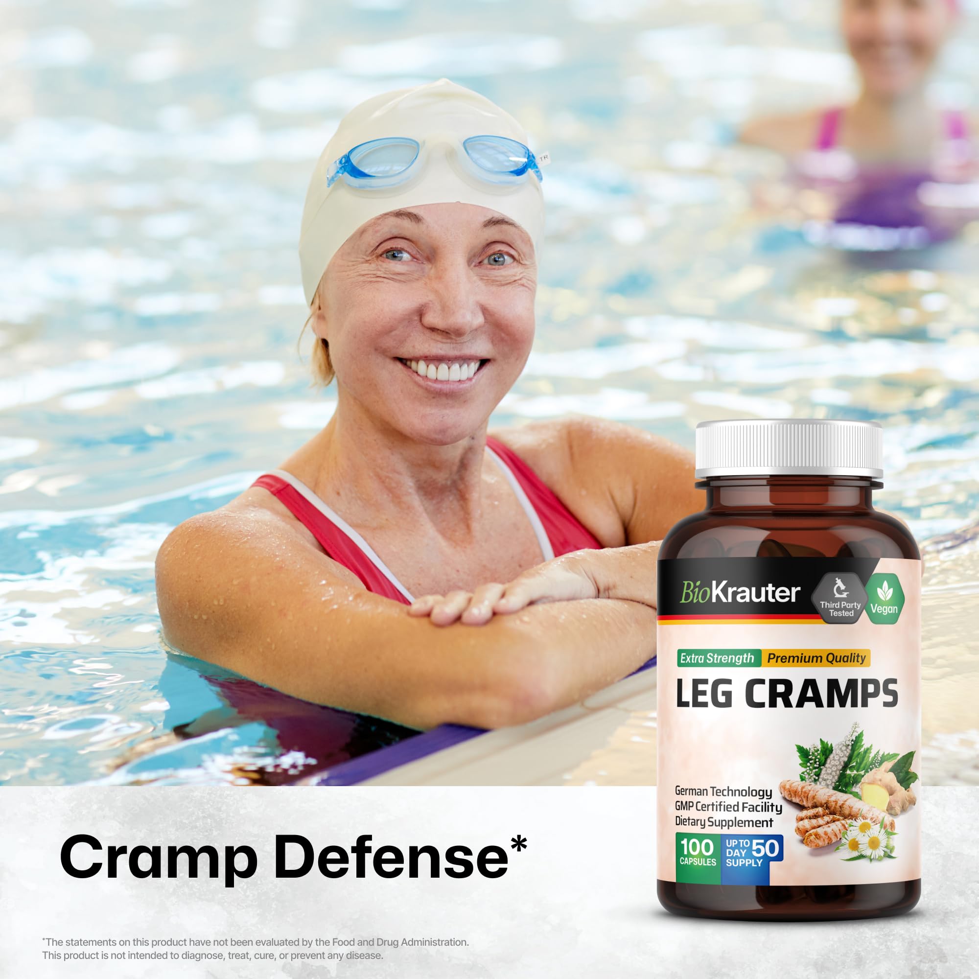 BIO KRAUTER® Magnesium Glycinate for Leg Сramps & Relax - 5-in-1 Formula Magnesium Glycinate 400mg with Turmeric, Black Cohosh, Ginger, Chamomile 1200 mg 100 Caps - No Fillers, Non-GMO, 50-Day Supply BIO KRAUTER buy australia supplements