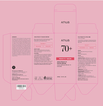 Anua Peach 70 Niacinamide Serum, Daily Glow Serum For Face, Skin Tone & Dullness Care with Vitamin B12, Lightweight ANUA