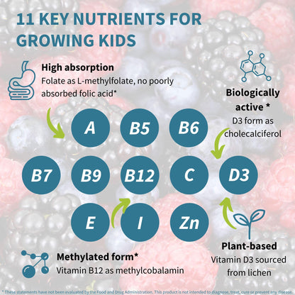 Igennus Methylated Kids Multivitamin Gummies, Clean Label & Third Party Tested, No Artificial Sweeteners or Flavors, Sugar Free, Age 4+, 90 Natural Berry Flavor Igennus Healthcare Nutrition