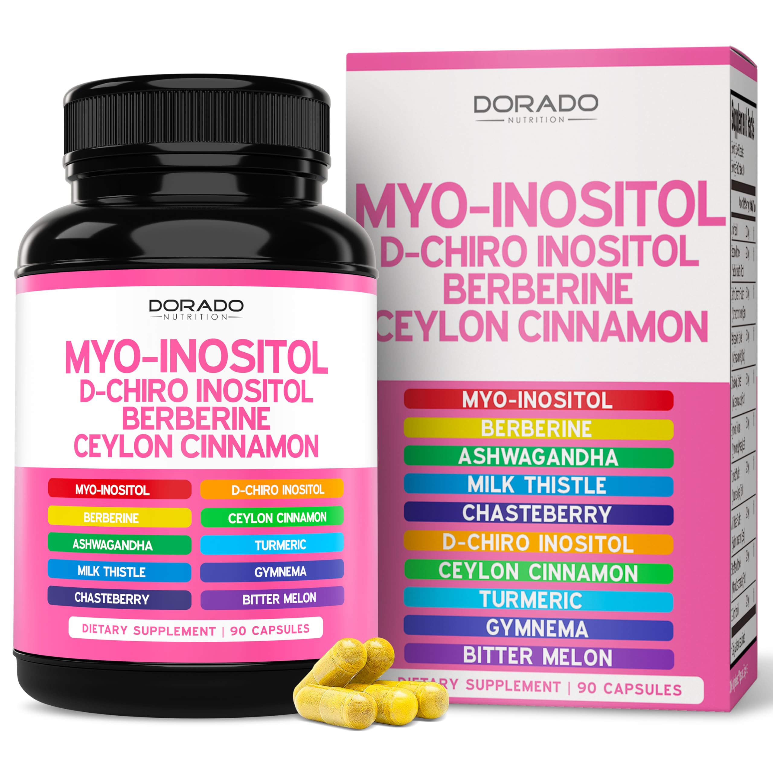 Myo-Inositol & D-Chiro Inositol Supplement For Women (90 Capsules, 40:1 Ratio Myo Inositol) Hormone Balance for Women - 10 in 1 Formula - Third Party Tested, Vegan Safe & USA Made - (90 Count) DORADO NUTRITION buy australia supplements
