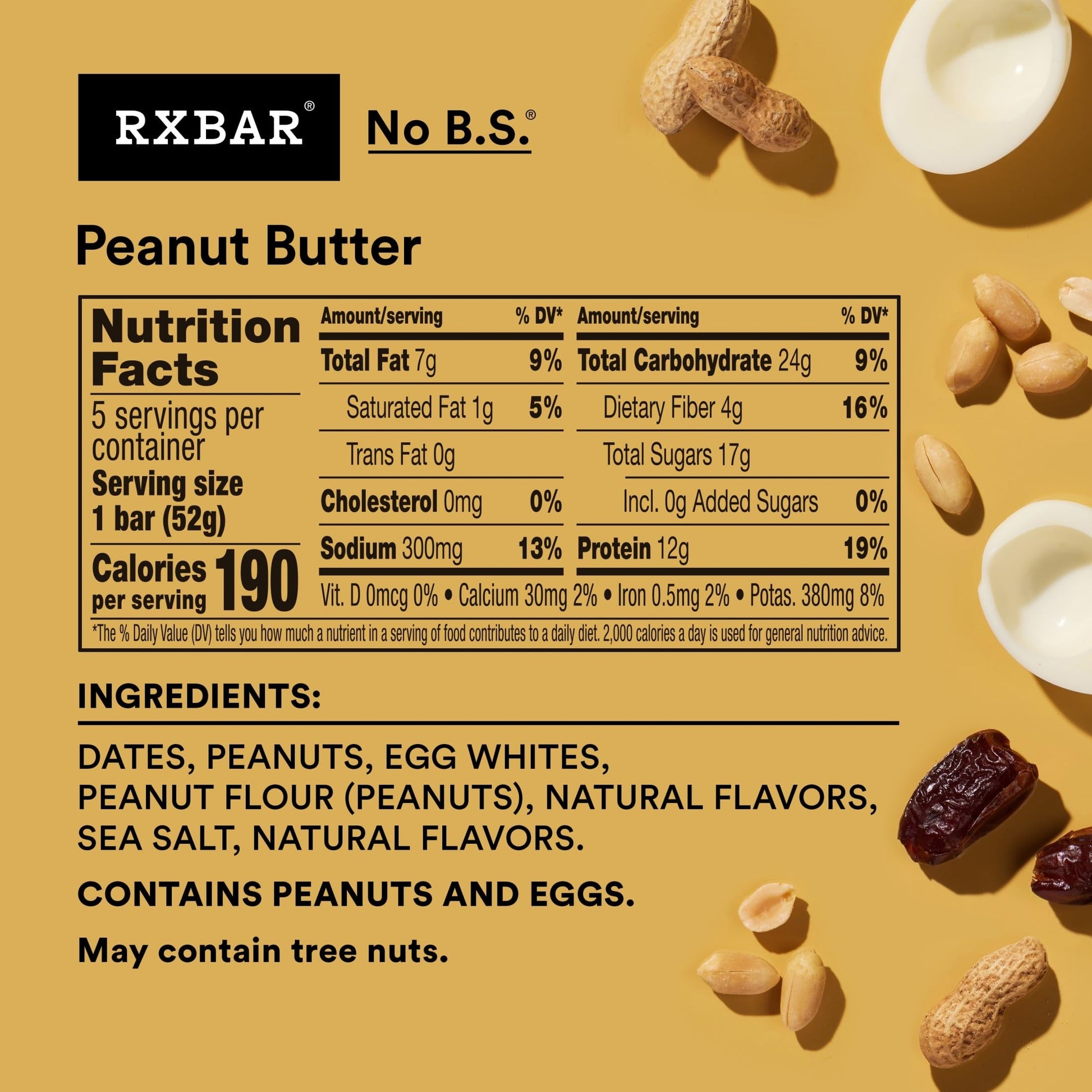 RXBAR Protein Bars, 12g Protein, Gluten Free Snacks, Peanut Butter, 22oz Box (12 Bars) Gsupps Australia