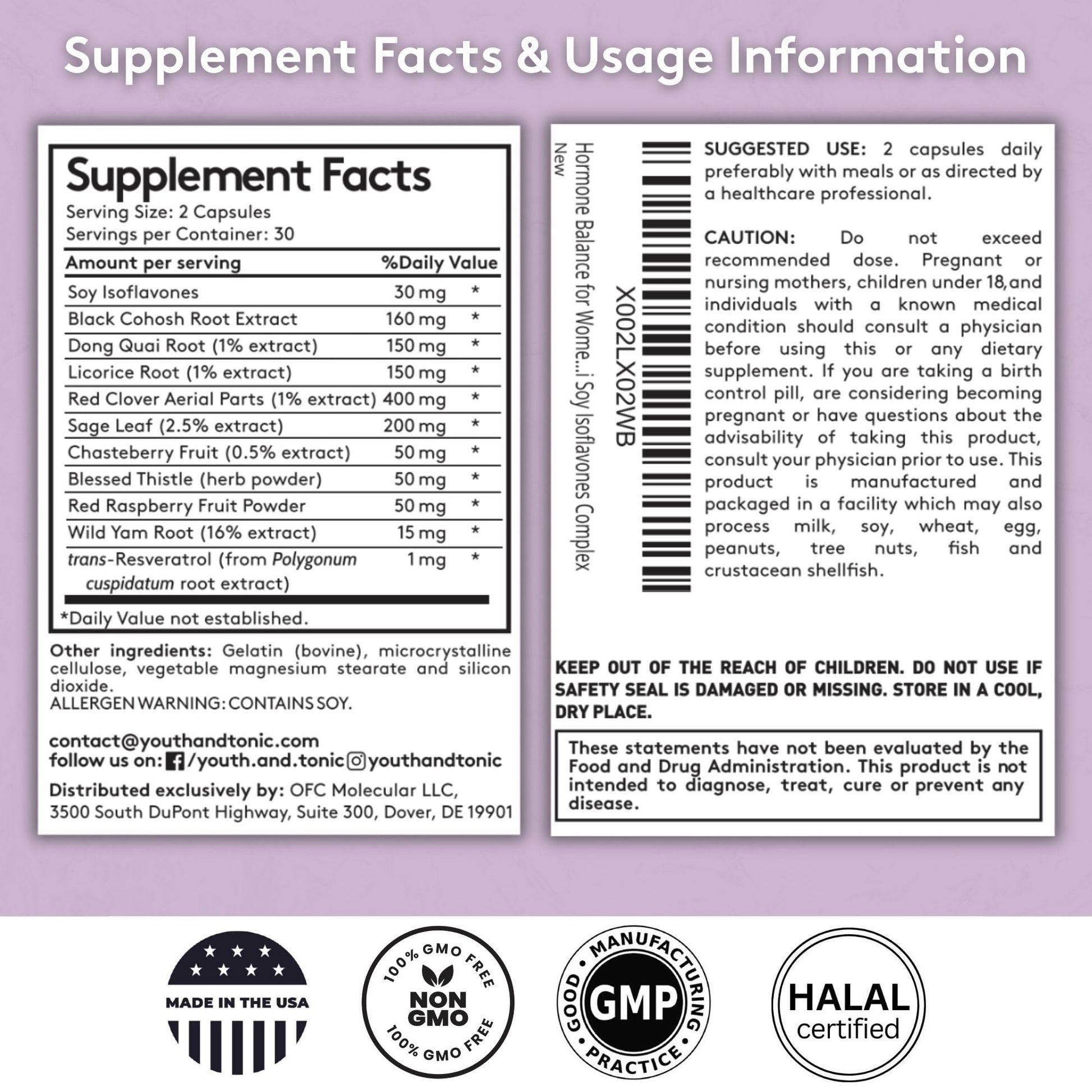 Youth & Tonic Her Hormone Balance – Menopause Supplement for Women, Perimenopause Support, Non-Hormonal Herbal Formula with Black Cohosh for Hot Flashes & Night Sweats, 60 Capsules Youth & Tonic buy australia supplements
