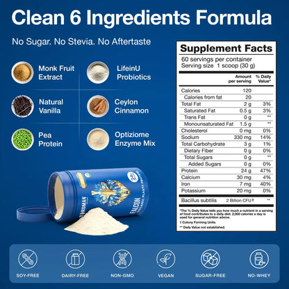BIRDMAN Falcon Organic Vegan Protein Powder Vanilla, 24g Protein, Sugar Free, Probiotics, Low Carb, Keto Friendly, Dairy Free, Lactose Free, Non Whey BIRDMAN