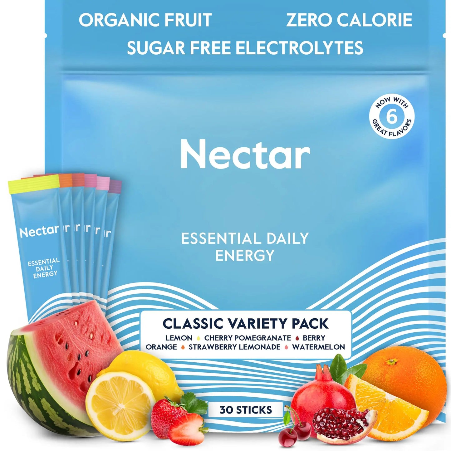 Nectar Energy Booster - Organic Caffeine, B12 & Electrolytes - Sugar Free & Zero Calorie – Healthy Coffee, Energy Drink & Soda Alternative – Hydration & Energy Supplement (Variety 30 Powder Packets) Nectar