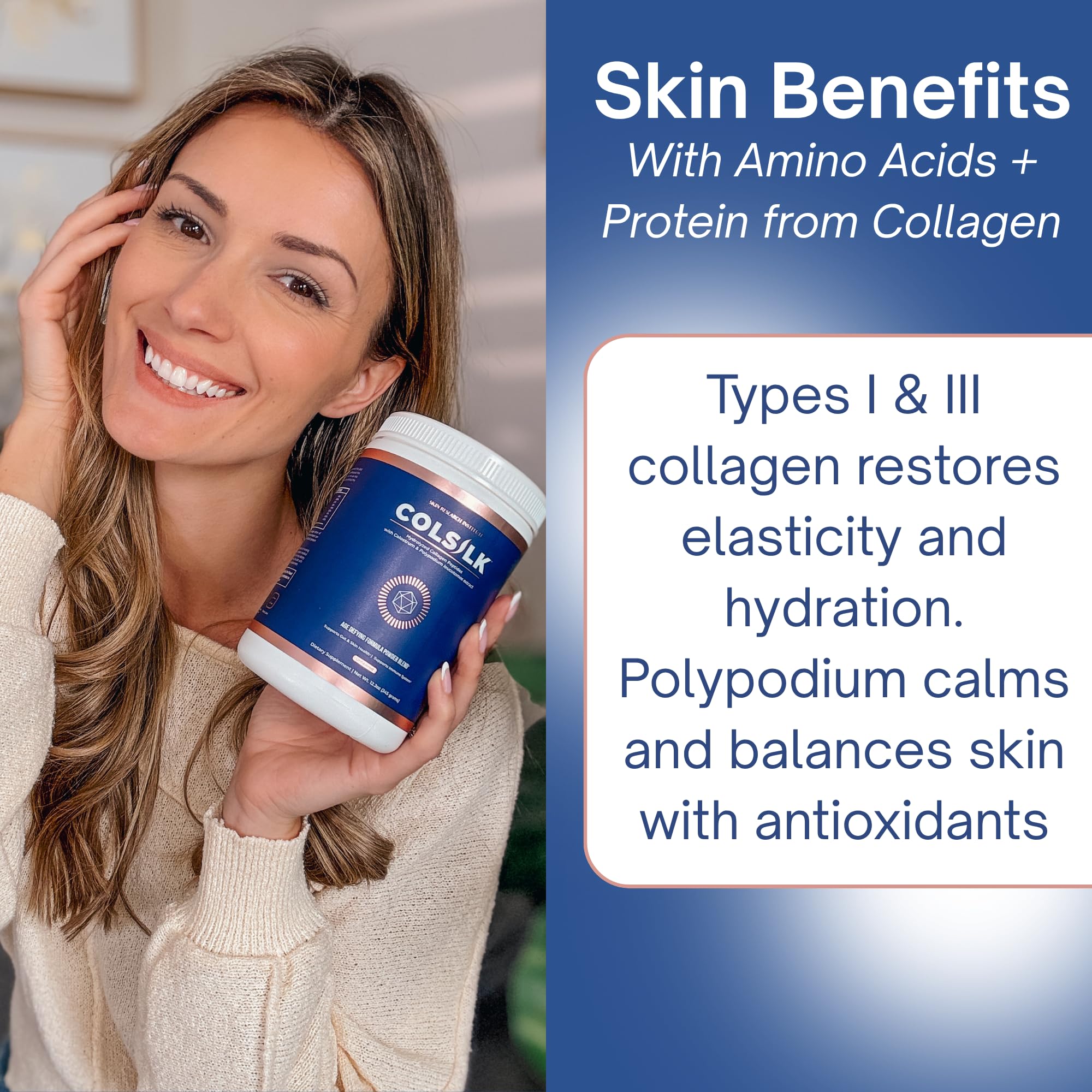 SRILabs ColSilk Unflavored Hydrolyzed Collagen Powder with Colostrum and Polypodium - Skin, Hair, Nails, Gut Health and Joint Support - One Scoop Daily | 1 Month Supply Skin Research Institute buy australia supplements