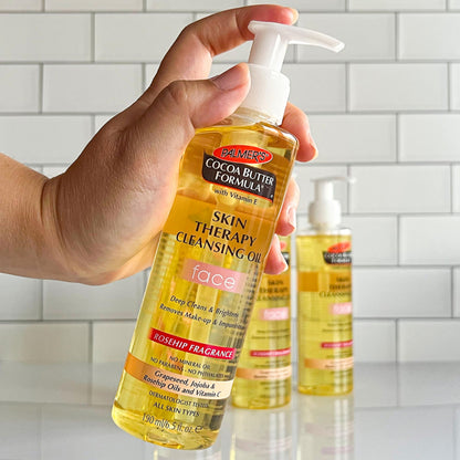 Palmer's Cocoa Butter Formula Skin Therapy Cleansing Oil, Gentle Makeup Remover with Rosehip Oil and Vitamin C, 6.5 Ounce Palmer's