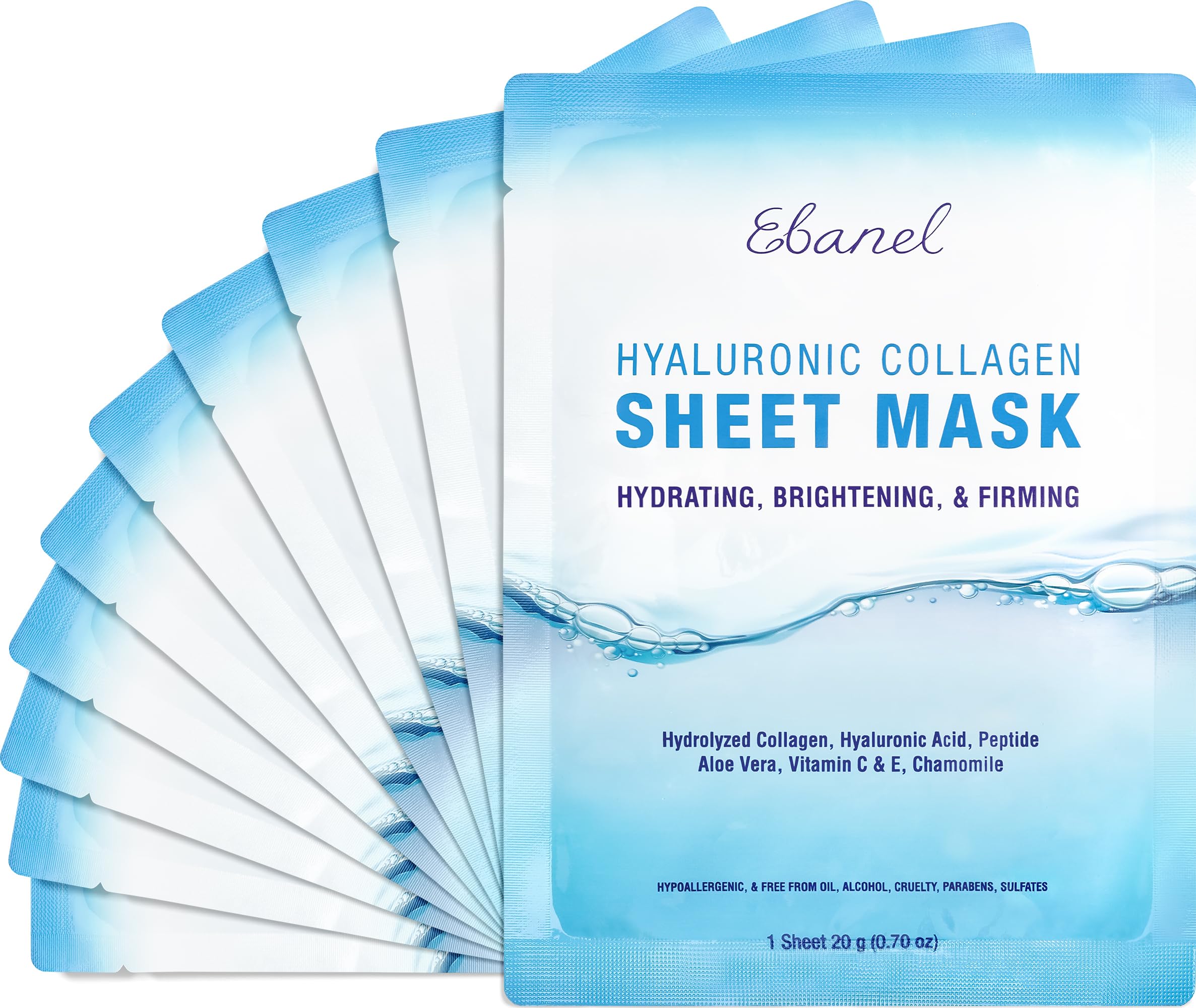 Ebanel 10 Pack Collagen Face Mask with Hyaluronic Acid, Vitamin C, Peptide, Aloe, Instant Brightening Hydrating Face Masks Skincare Korean Sheet Mask, Skin Firming, Lifting Anti Aging Facial Masks Ebanel buy australia supplements