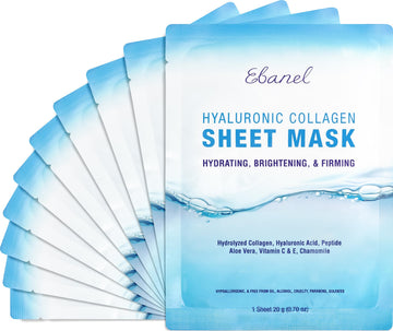 Ebanel 10 Pack Collagen Face Mask with Hyaluronic Acid, Vitamin C, Peptide, Aloe, Instant Brightening Hydrating Face Masks Skincare Korean Sheet Mask, Skin Firming, Lifting Anti Aging Facial Masks Ebanel buy australia supplements