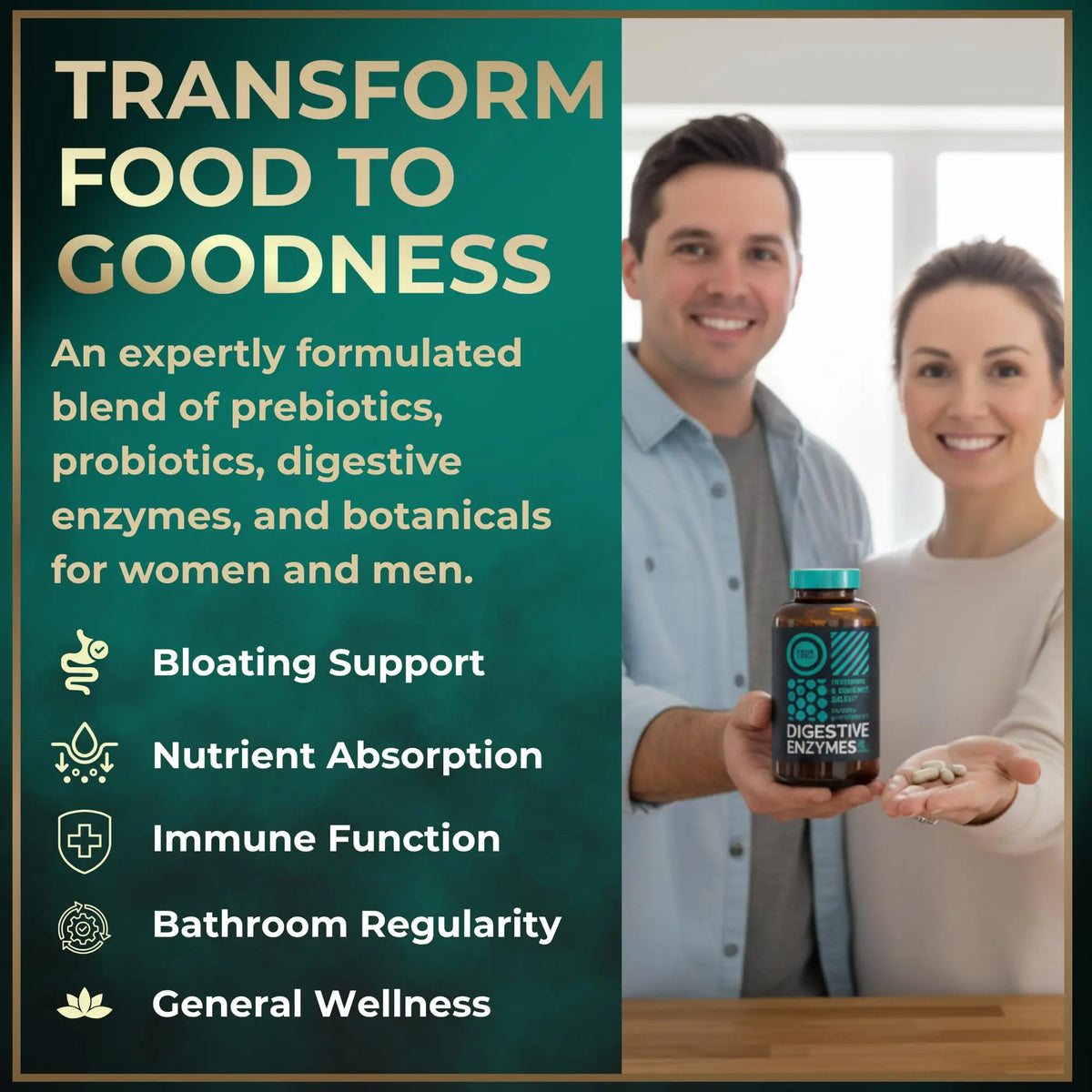 Complete Digestive Enzymes for Women & Men - 800mg Vegan Digestive Enzymes and Probiotics Prebiotics - Bloating Support, Gut Health & Digestion Supplement WILD FUEL
