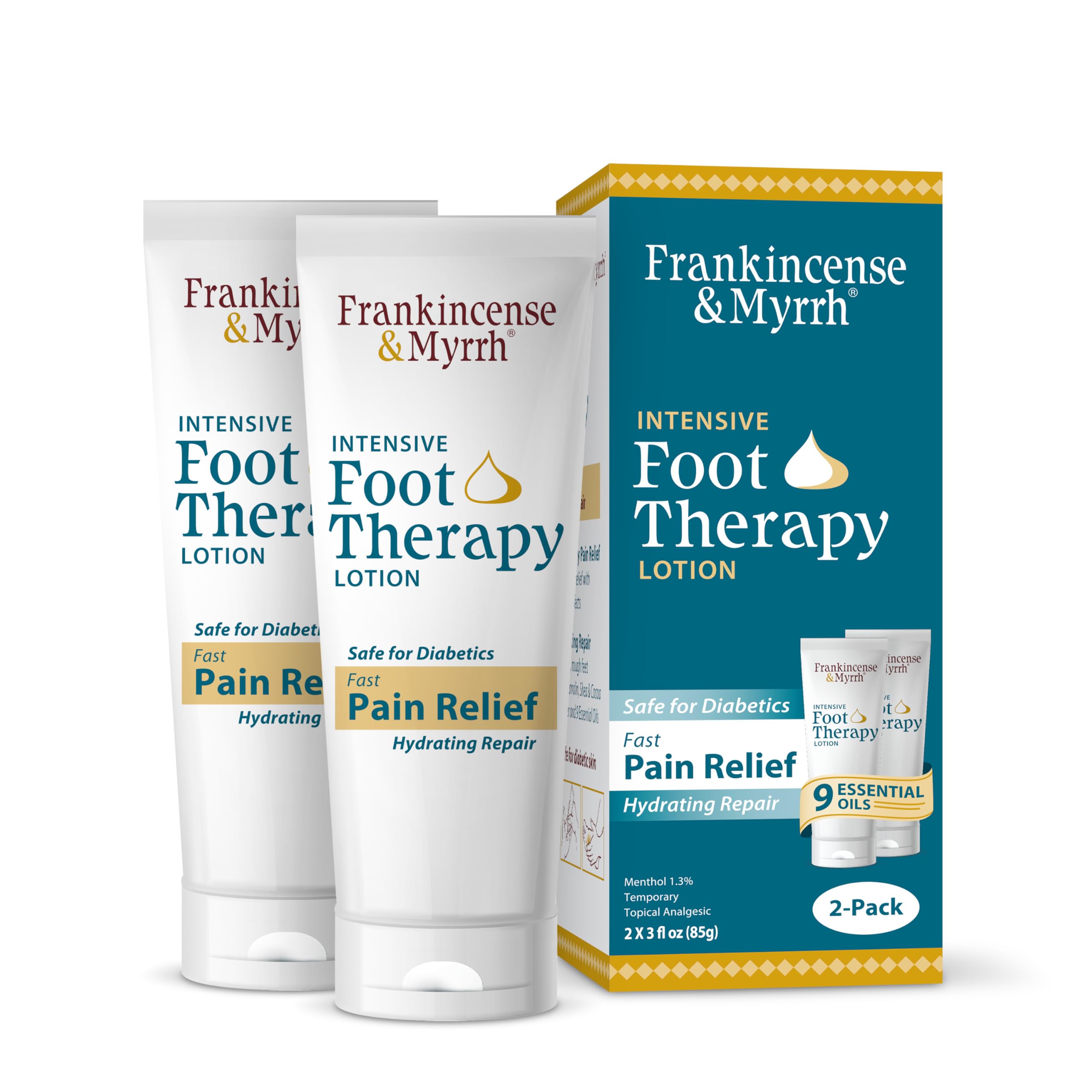 FRANKINCENSE & MYRRH Foot Pain Relief Cream - Intensive Foot Therapy Lotion - Diabetic Nerve Pain Relief Cream | Restless Leg Syndrome | Frankincense Essential Oil, 3 Ounce (2-Pack) FRANKINCENSE & MYRRH buy australia supplements