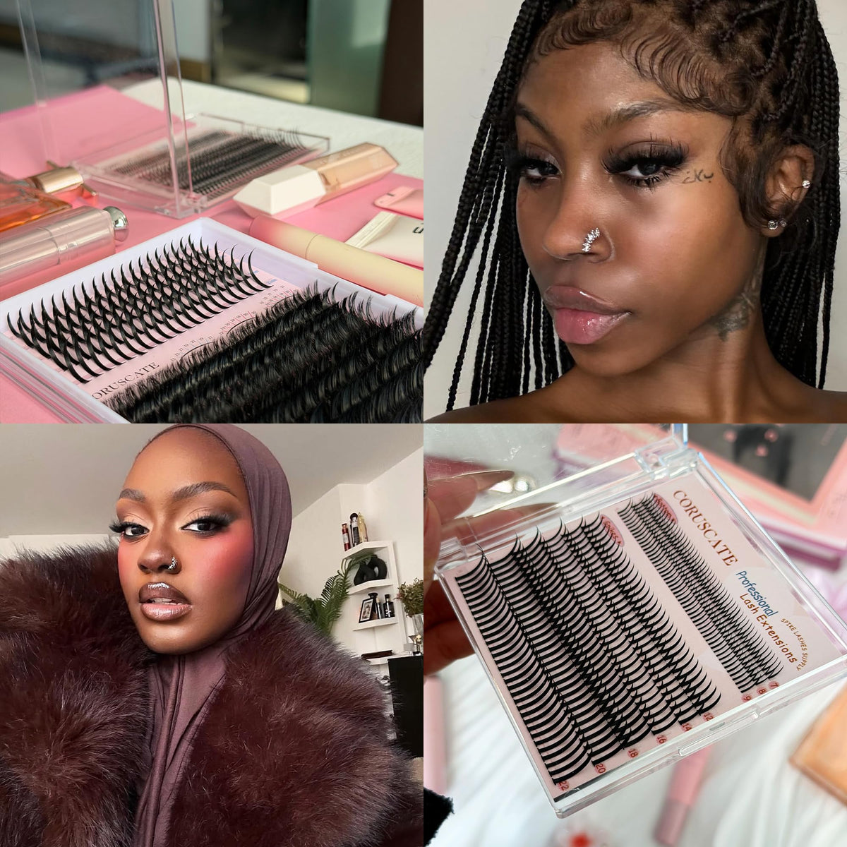 CORUSCATE Lash Clusters Spiky Ultra Long 12-22mm Spikes 7-9mm Bottom Lash CORUSCATE