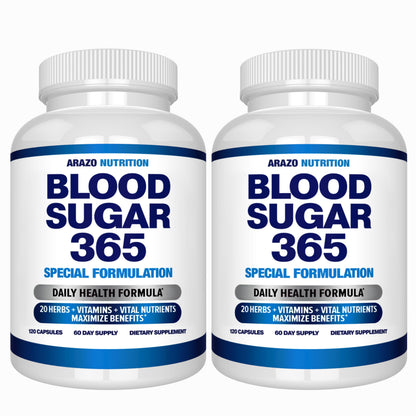 Arazo Nutrition Blood Sugar 365 Supplement – Supports Healthy Energy Levels - 120 Herbal Pills - 60 Day Supply Gsupps Australia