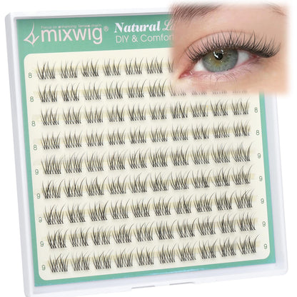 Short Lash Clusters 8-9MM Natural Eyelash Clusters Invisible Band Cluster Eyelash Extensions Wispy Cluster Lashes C Curly Individual Lashes 90PCS DIY Lash Extension by Lvmixwig Lvmixwig