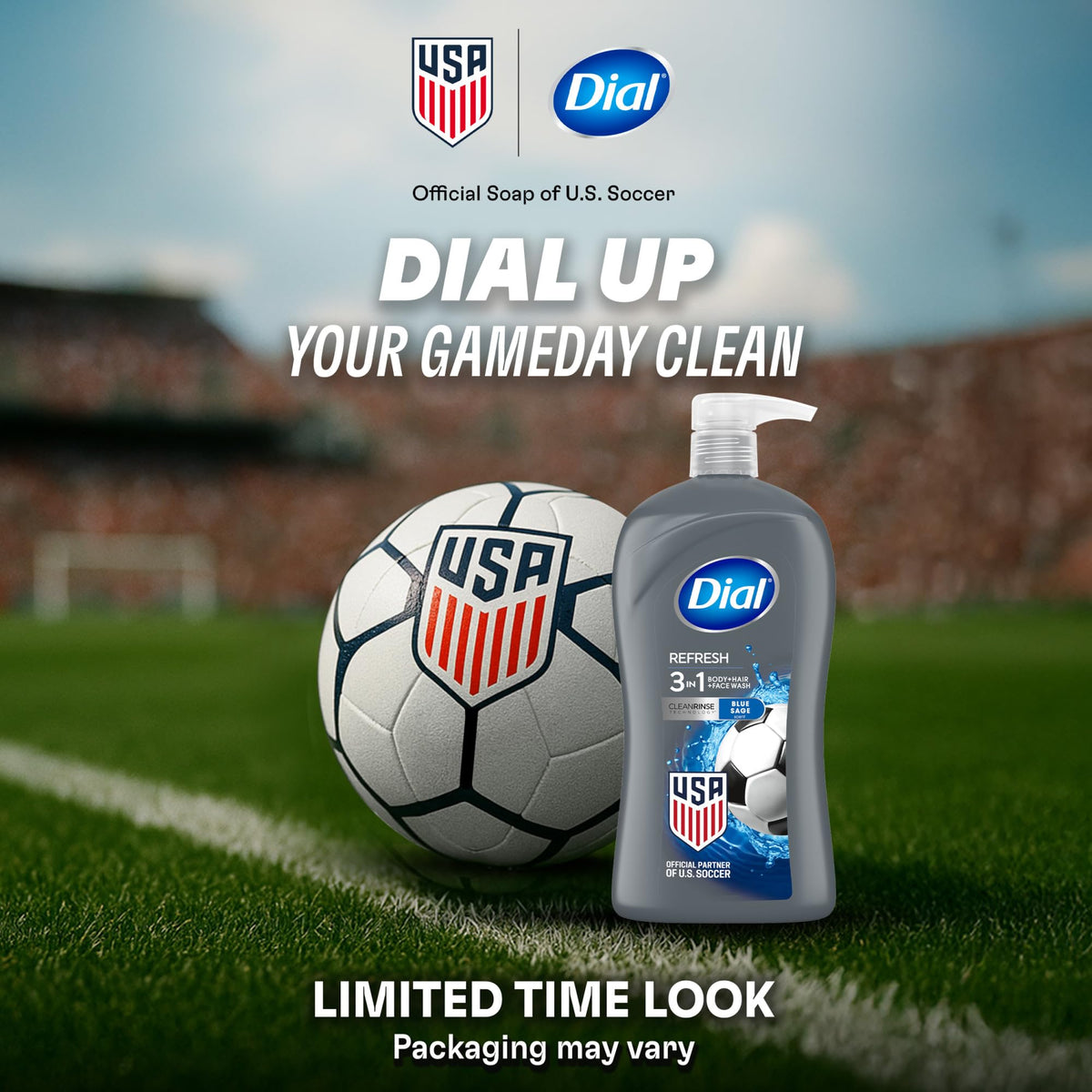 Dial Men 3 in 1 Body, Hair and Face Wash, Refresh, 32 Fl Oz, Blue Sage Scent, Cleanses Deep + Gentle on Skin with Clean Rinse Technology Dial