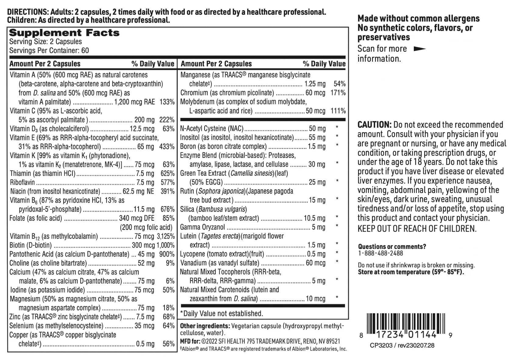 Klaire Labs SFI Health Core Multi - Multimineral & Multivitamin Supplement with No Iron - Vitamins & Chelated Minerals with Natural Mixed Carotenoids SFI Health buy australia supplements