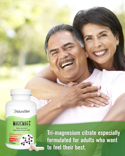 MagicMag C by NaturalSlim, Magnesium Citrate Capsules for Muscle Relaxation, Sleep Quality, Nerve Function & Electrolyte Support, Daily Magnesium Supplement NaturalSlim