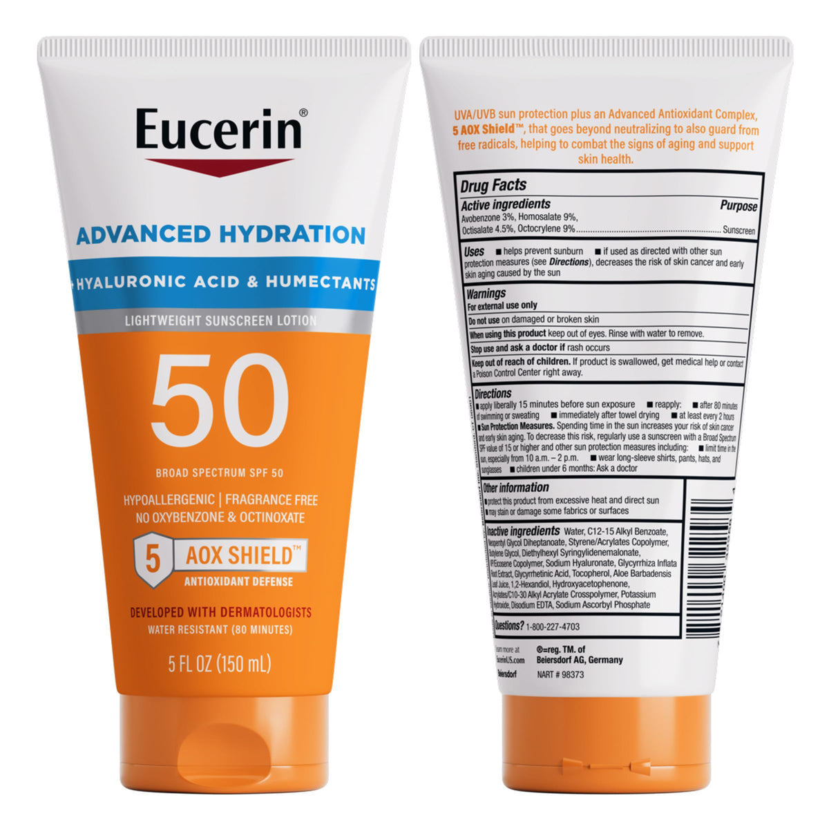 Eucerin Sun Advanced Hydration Sunscreen Lotion, SPF 50, 5 OZ Eucerin