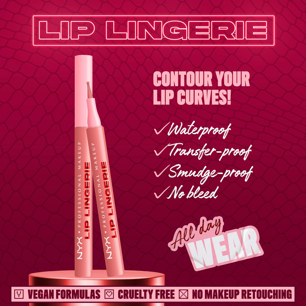 NYX PROFESSIONAL MAKEUP Lip Lingerie Liner Stain, Seamless Make Up with All-Day Stain, Waterproof Lip Stain Finish - Cuff Me NYX PROFESSIONAL MAKEUP