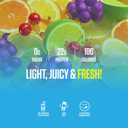 Ryse Clear Whey Isolate Protein Powder - Kool-Aid Tropical Punch - 22g Fast-Digesting Whey Protein - Light, Juicy & Refreshing - 100 Calories, Zero Sugar, Zero Artificial Colors - 20 Servings Bag