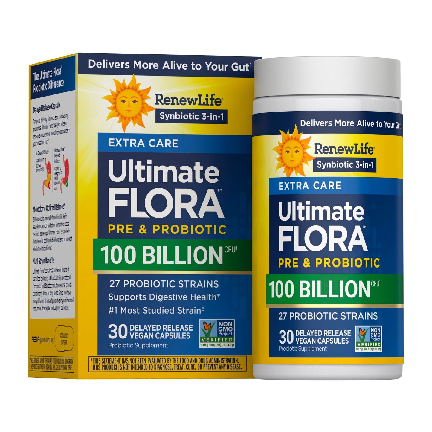 Renew Life Extra Care Digestive Probiotic Capsules, 50 Billion CFU Guaranteed, Daily Supplement Supports Immune, Digestive, Respiratory Health(1), L. Rhamnosus GG, Dairy, Soy and Gluten-Free, 90 Count | 90 Vegetarian Capsules | Supports Digestive, Immune Gsupps Australia
