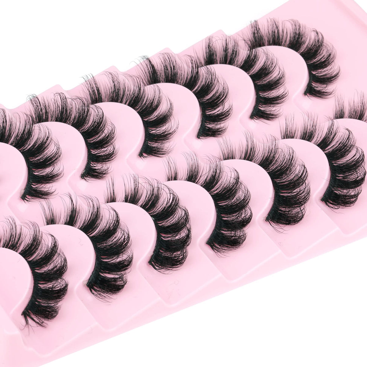 Mink Lashes Fluffy Wispy Lashes Natural Look 3D False Eyelashes D Curl Russian Strip Lashes 7 Pairs Short Fake Eyelash Pack by EYDEVRO EYDEVRO