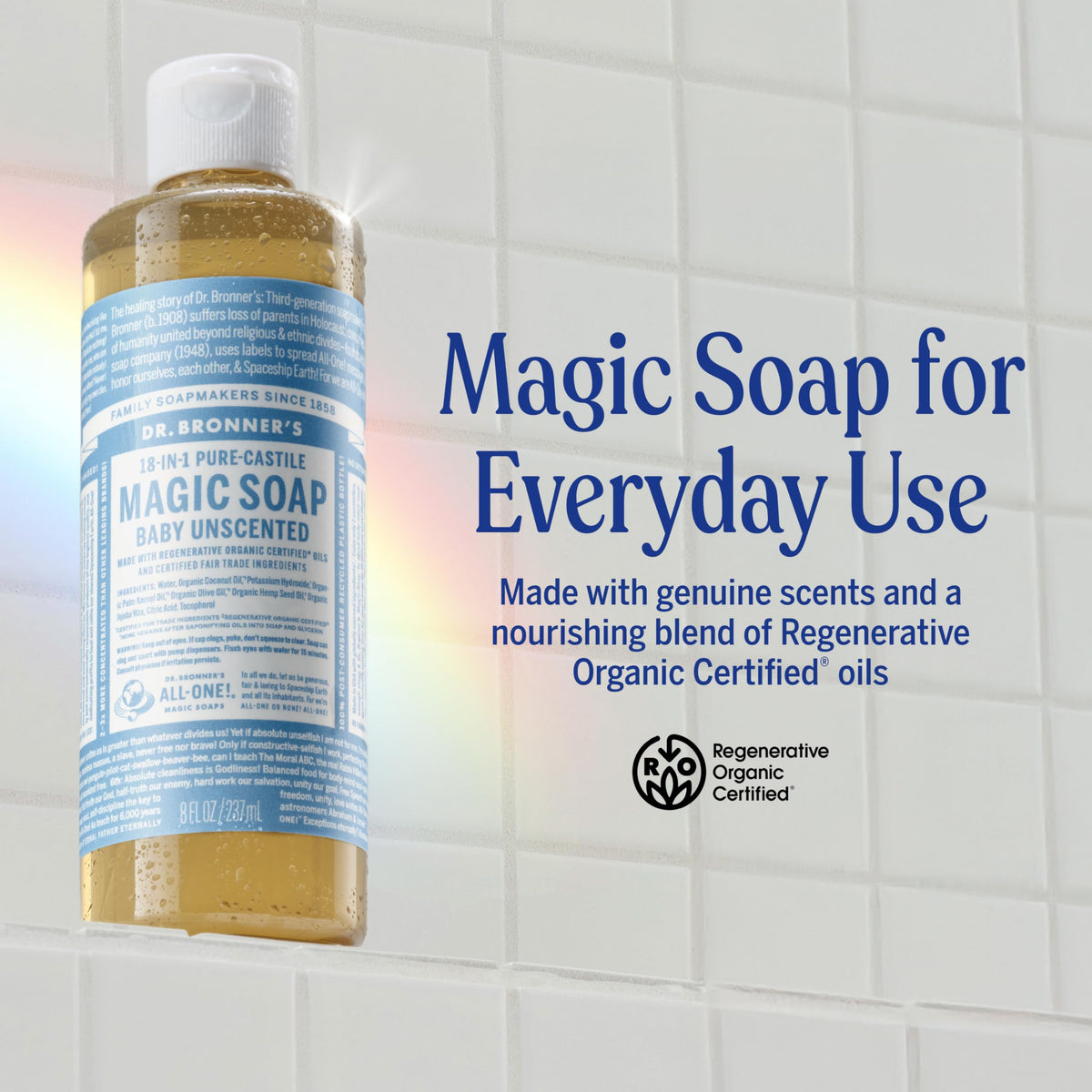 Dr. Bronner's Baby Unscented Pure-Castile Liquid Soap, No Fragrance, 8 oz Dr. Bronner's