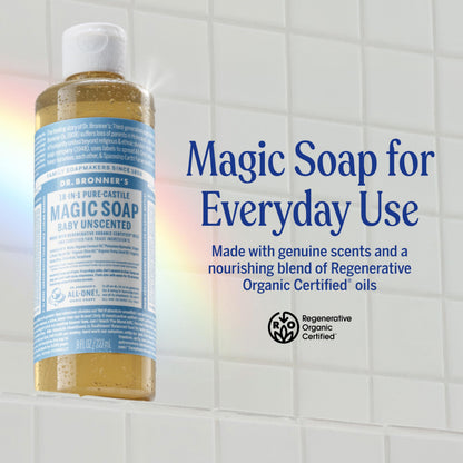 Dr. Bronner's Baby Unscented Pure-Castile Liquid Soap, No Fragrance, 8 oz Dr. Bronner's