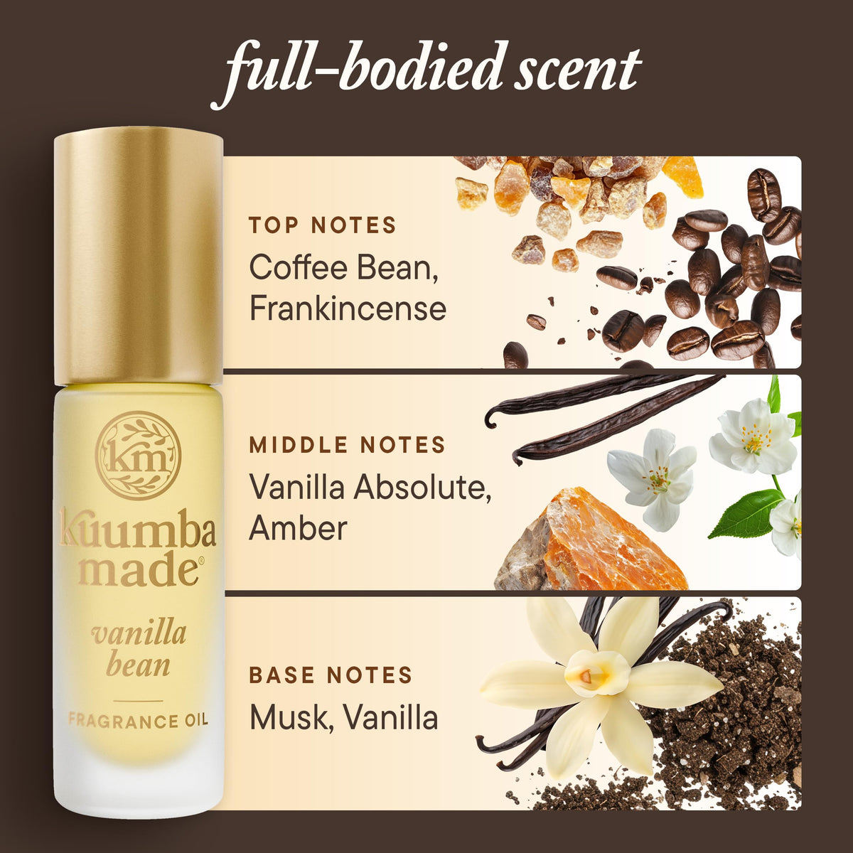 Kuumba Made Vanilla Bean Fragrance Oil Roll-On, Alcohol-Free, 0.15 Fl Oz Kuumba Made