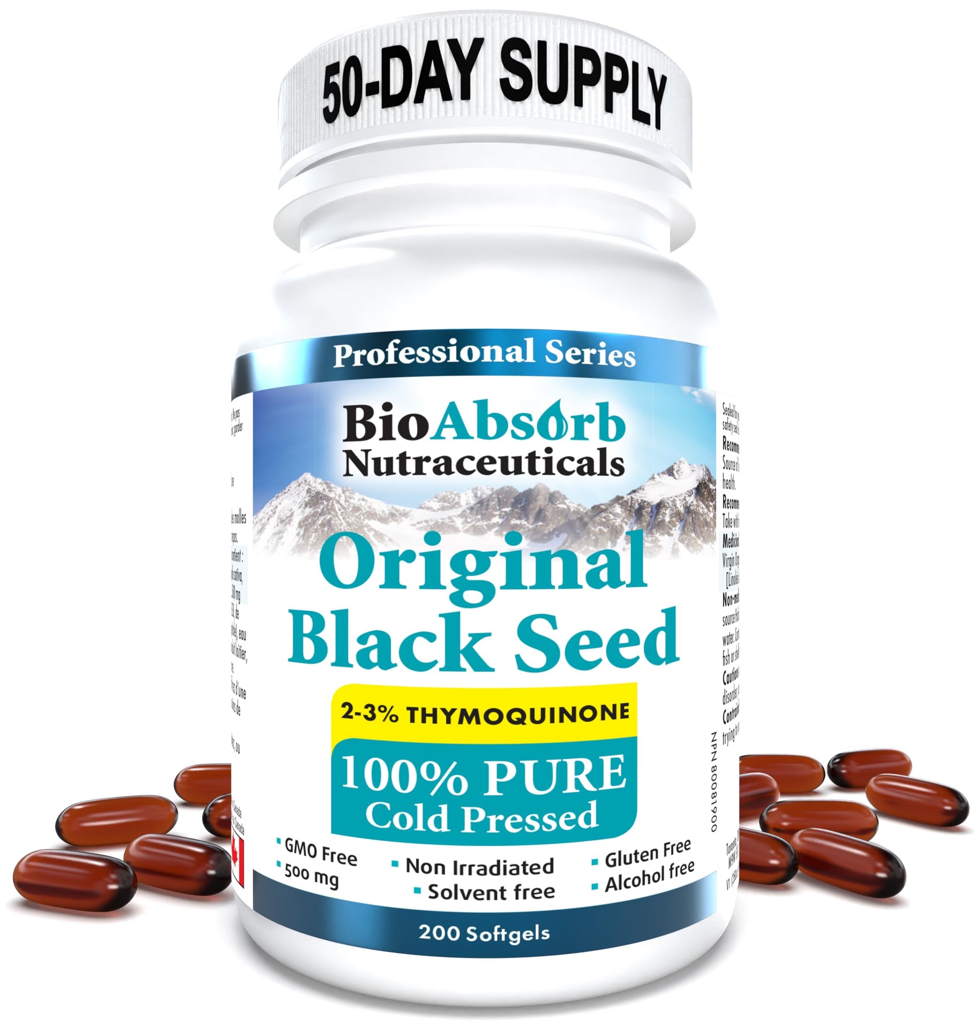 Bio Absorb Black Seed Oil Cold Pressed Capsules. 200 softgels, 500mg (50-Day Supply). No Aftertaste. Bio Absorb Nutraceuticals buy australia supplements