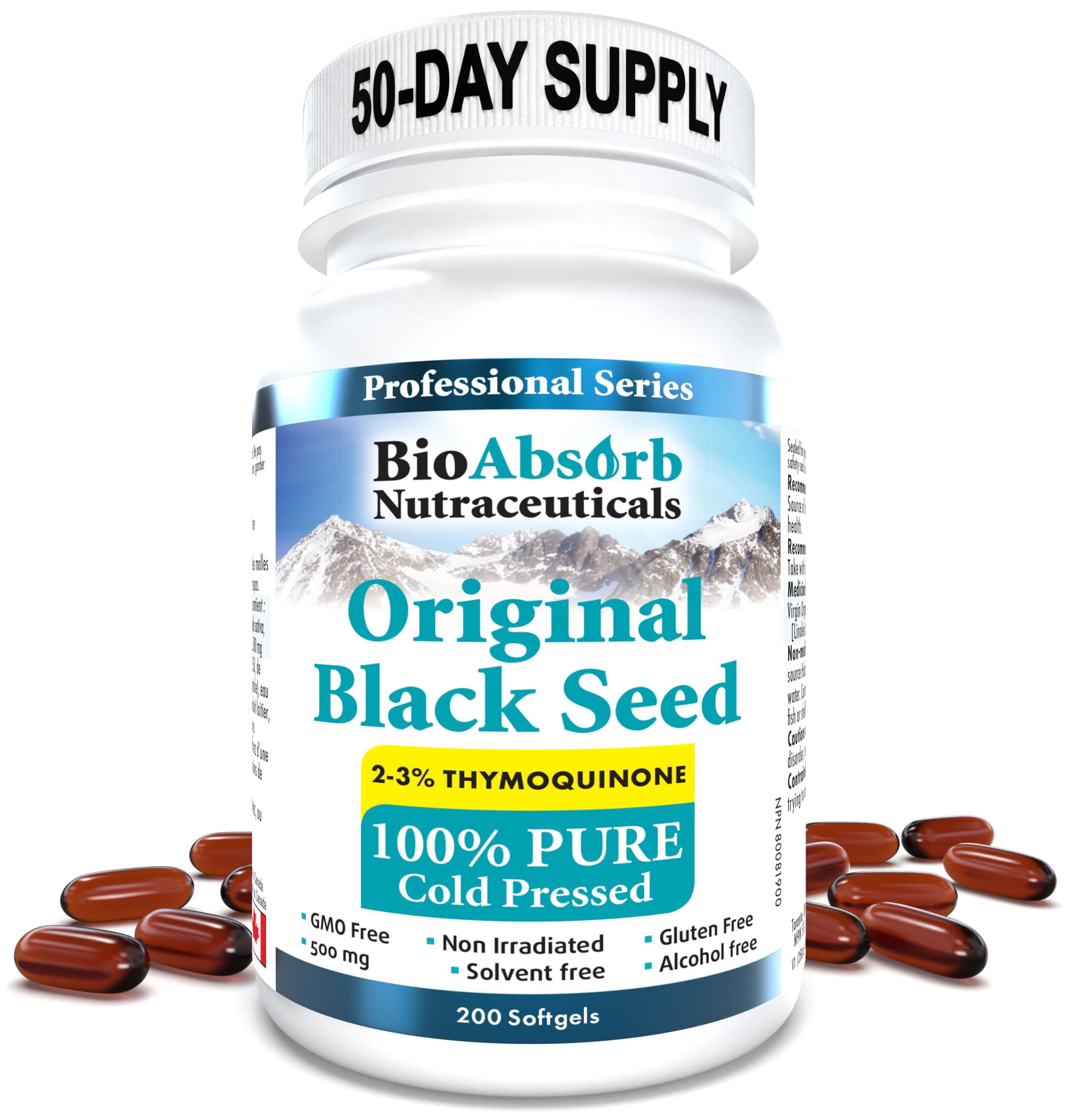Bio Absorb Black Seed Oil Cold Pressed Capsules. 200 softgels, 500mg (50-Day Supply). No Aftertaste. Bio Absorb Nutraceuticals buy australia supplements